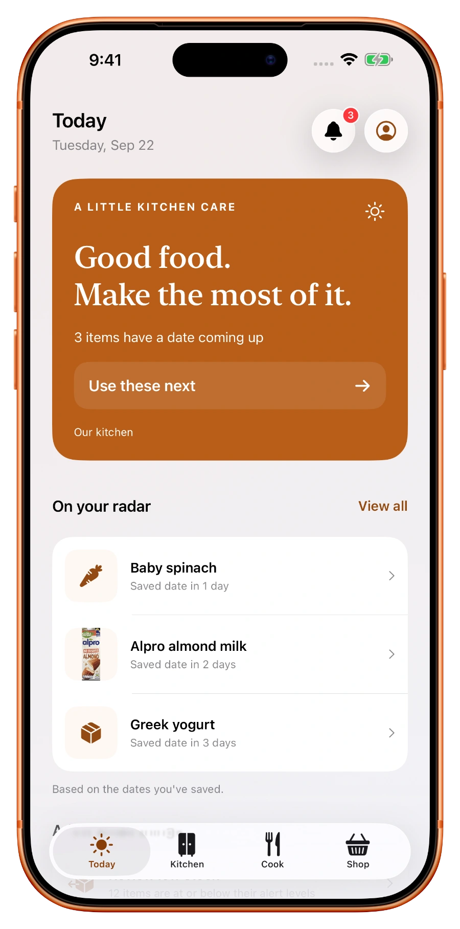 Today in PantryVault, with food to use first and your next kitchen tasks